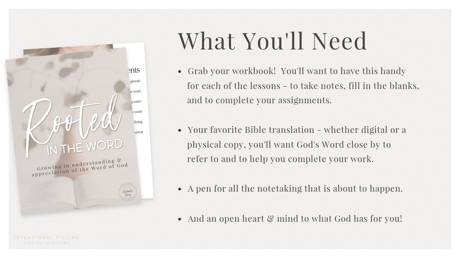 Rooted in the Word Course - What You'll Need | Intentionalfilling.com