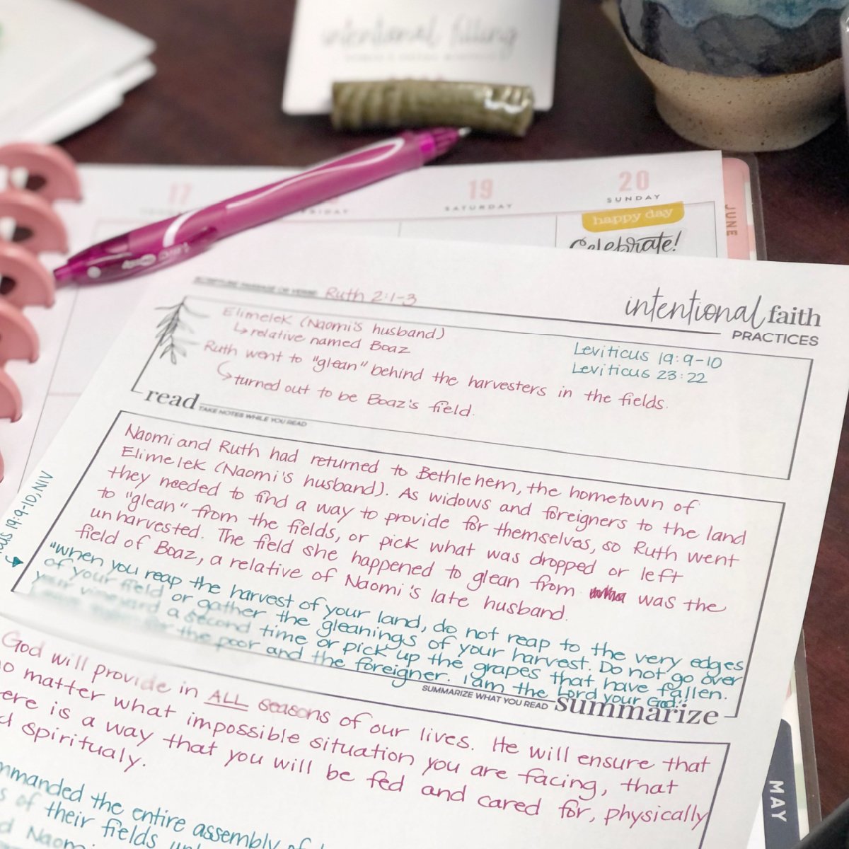 Intentional Faith Practices Worksheet - Sample | Intentionalfilling.com